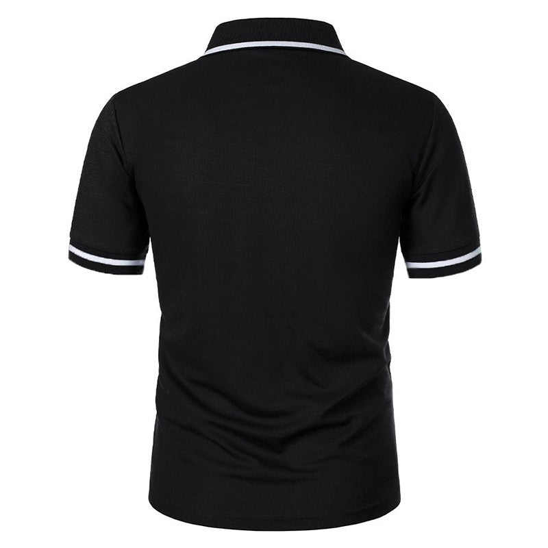 New Men's Short Sleeve Polo Shirts Solid Color Casual T-shirt Summer Trendy Breathable Loose Basic Splice Top Pockets Men Shirts