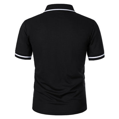 New Men's Short Sleeve Polo Shirts Solid Color Casual T-shirt Summer Trendy Breathable Loose Basic Splice Top Pockets Men Shirts