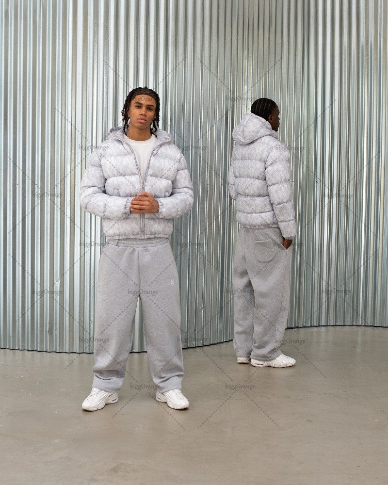 2025 Trendy High Street Retro Casual Solid Color Zipper Coat Street Hip-Hop Streetwear Men Harajuku Gray Camouflage Warm Jacket