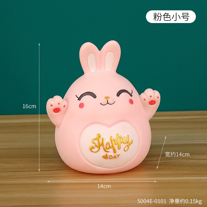 Cartoon Rabbit Piggy Bank Home Living Room Bedroom Ornament Children's Gift Vinyl Anti-fall Piggy Bank Home Accessories