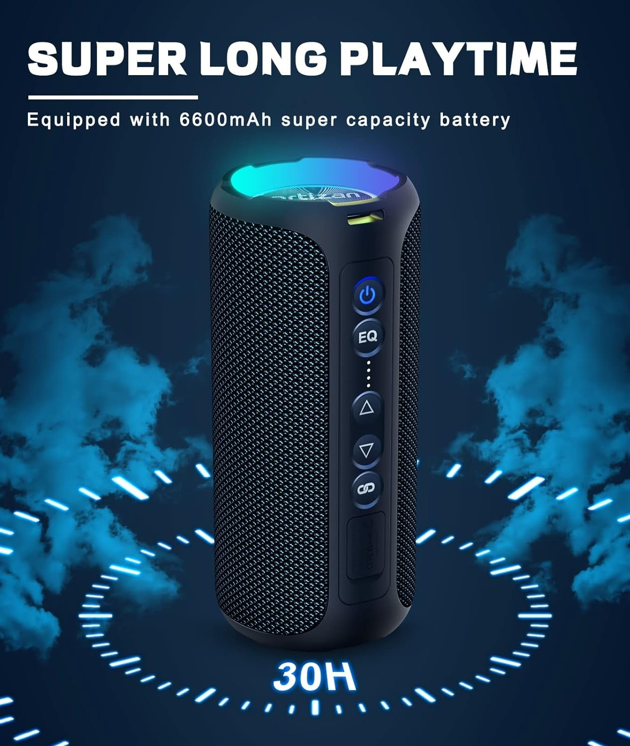 Ortizan X8 Pro, Caixa de Som Portátil Bluetooth à Prova D'Água, Luzes RGB, Qualidade de Som Premium