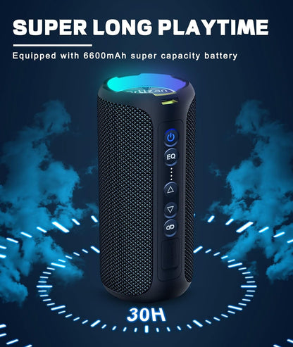 Caixas de Som Bluetooth Ortizan 40W, Graves Aprimorados, Alto-falante Sem Fio Portátil para Exterior, 30 Horas de Duração, À Prova D'água IP7, Alto-falante de Chuveiro Bluetooth 5.3
