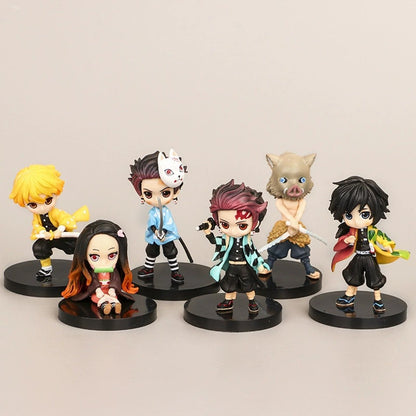 Q Posket Figure Atacado Demon Slayer Mini Estatueta 5Pcs 10Pcs 12Pcs 15Pcs Conjuntos Kimetsu No Yaiba Pequenas Bonecas de PVC Decoração de Mesa