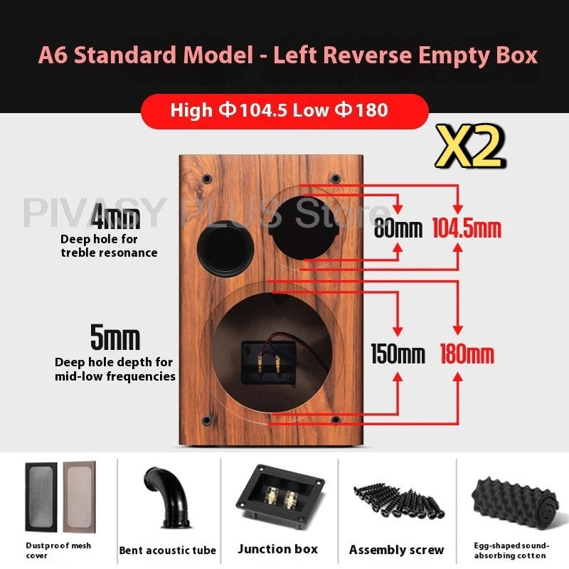 6.5 Inch Speaker Cabinet 18mm MDF Empty Sound Box DIY Enclosure Front Rear Port Speaker Accessories For Home Theater DJ Studio