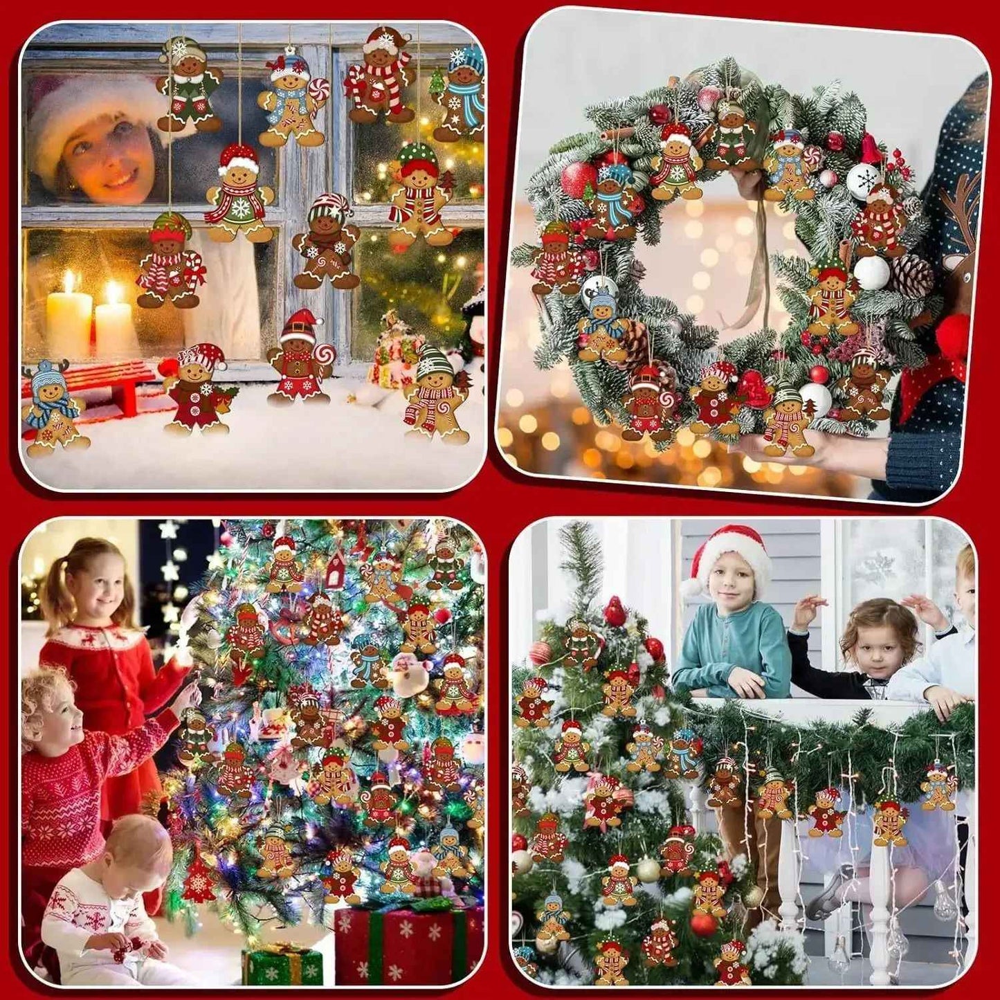 Christmas Gingerbread Man Ornaments Xmas Tree Wooden Hanging Pendants 2026 New Year Party Home Decoration Kids DIY GIft