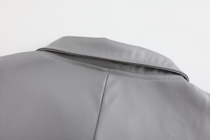 2024 New Men's Long Leather Jackets Goth Punk Button Trench Coat Solid Lapel Collar Long Pu Windbreaker Winter Leather Coats