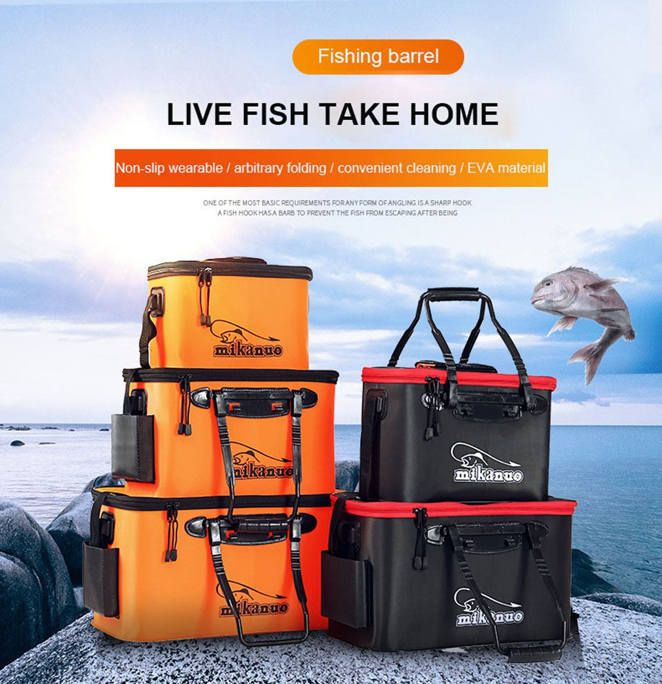 WALK FISH Bolsa de Pesca Espessa Dobrável de EVA Balde de Pesca Portátil Caixa de Peixe Vivo Armazenamento ao Ar Livre Bolsa Impermeável para Acampamento e Caminhada