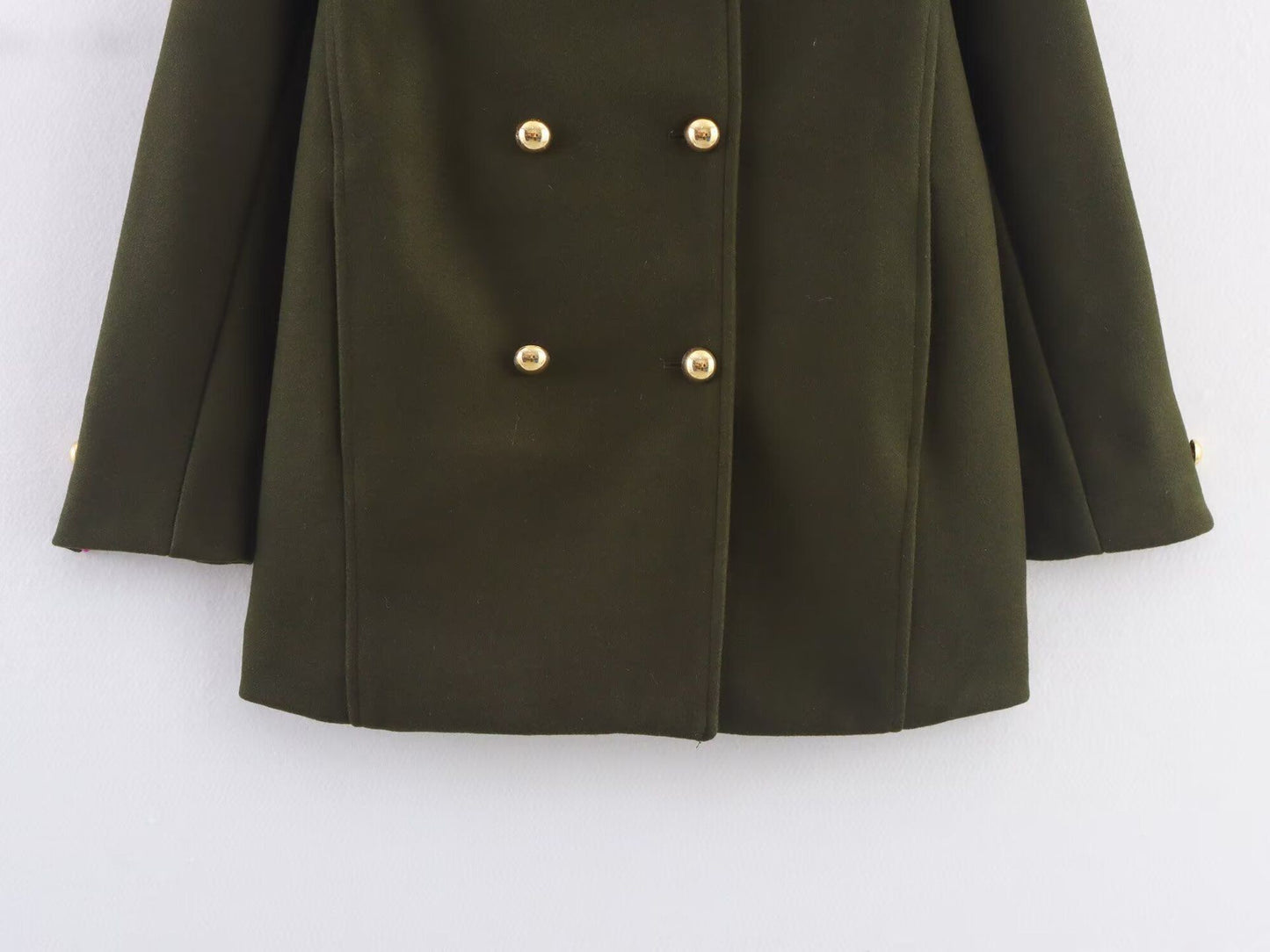 Thickened Double-Breasted Warm Collar Two-Tone Women's Winter Coat Fashionable Commute Style Polyester Fiber Long Sleeve Coat