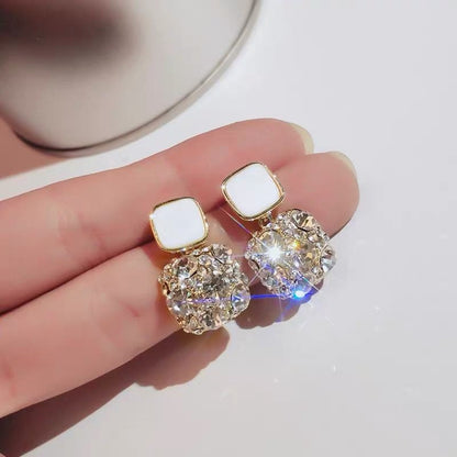 Novos Brincos Femininos Geométricos de Cristal Brilhante Roxo Vintage Contratados Doces Adoráveis Finos Brincos Pendentes Joias