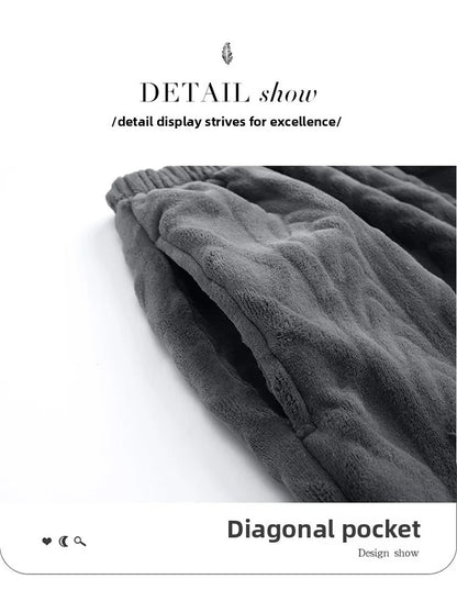 Men's Thickened Coral Fleece Pajama Pants Home Leisure Velvet Plush Winter Warm Large Size Sleepwear Comfortable Soft Fabric