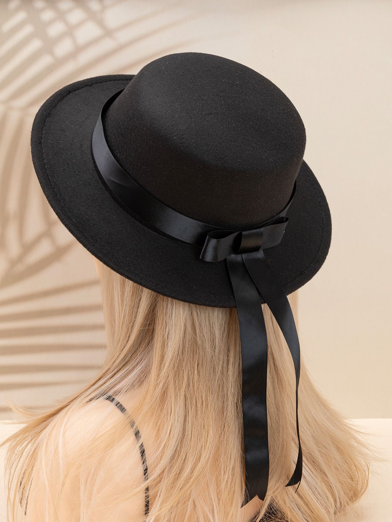 Handmade JKDK Uniform Hat Elegant Flat Top Flat Edge Woolen Academy Style Bowtie Ribbon Hat