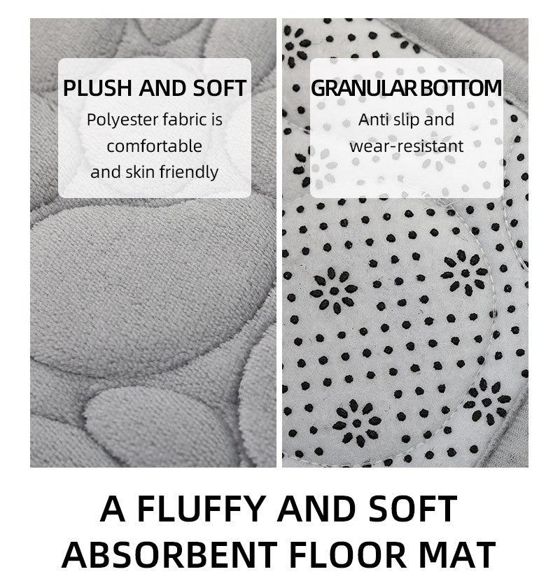 1 Set of Solid Color Simple Bathroom Water-absorbing and Non-slip Floor Mat Stone Pattern, Comfortable and Soft, Three-piece Set