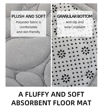 1 Set of Solid Color Simple Bathroom Water-absorbing and Non-slip Floor Mat Stone Pattern, Comfortable and Soft, Three-piece Set