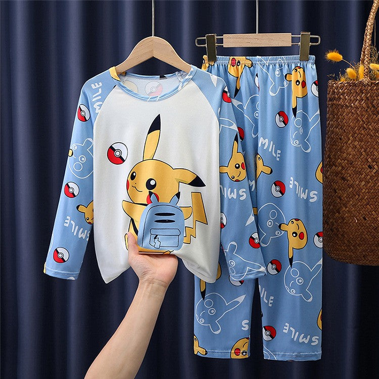 Girls' Lightweight Long Sleeve Pajama Set, Cartoon Print Spring and Autumn Sleepwear for Kids and Tweens, Perfect for Homewear
