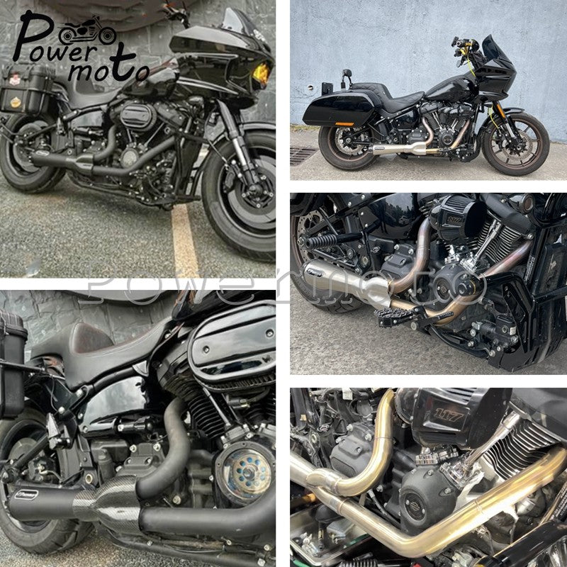 For Harley Softail Low Rider S ST EI Diablo Street Bob 2018-up 2-into-1 Motorcycle Complete Full System Exhaust Pipe Muffler