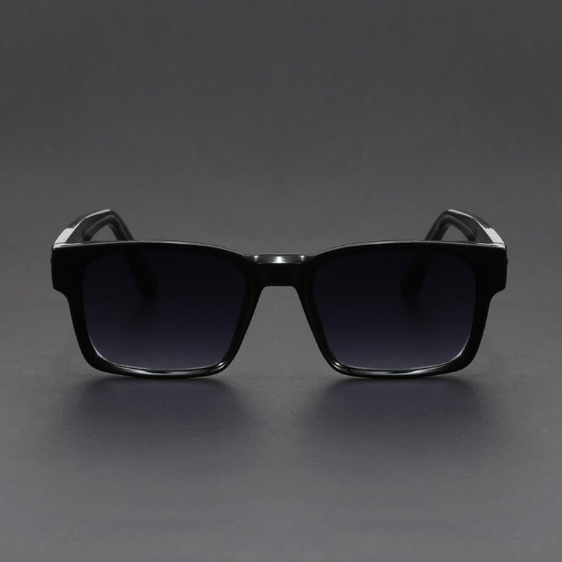 Fashionable Retro Square Black and Leopard Print Full Frame Anti-Uv Sunglasses for Men Japanese Simple Literary Style Shades