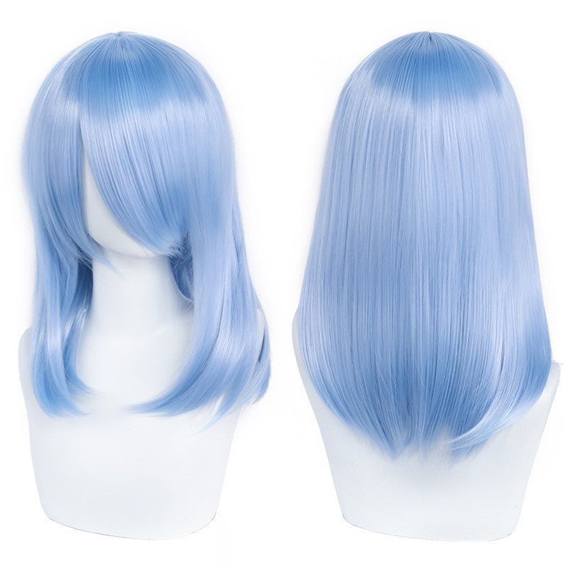 Peruca de Cosplay Média de Alta Qualidade 40cm com Franja Preta Loira Rosa Vermelha Azul Roxo Resistente ao Calor Perucas de Cabelo Sintético