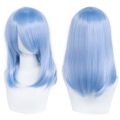 Peruca de Cosplay Média de Alta Qualidade 40cm com Franja Preta Loira Rosa Vermelha Azul Roxo Resistente ao Calor Perucas de Cabelo Sintético