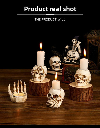 Halloween Skull Candlestick Script Kill Movie Props Skull Candlestick Ghost Festival Horror Decoration Chamber of Secrets Escape