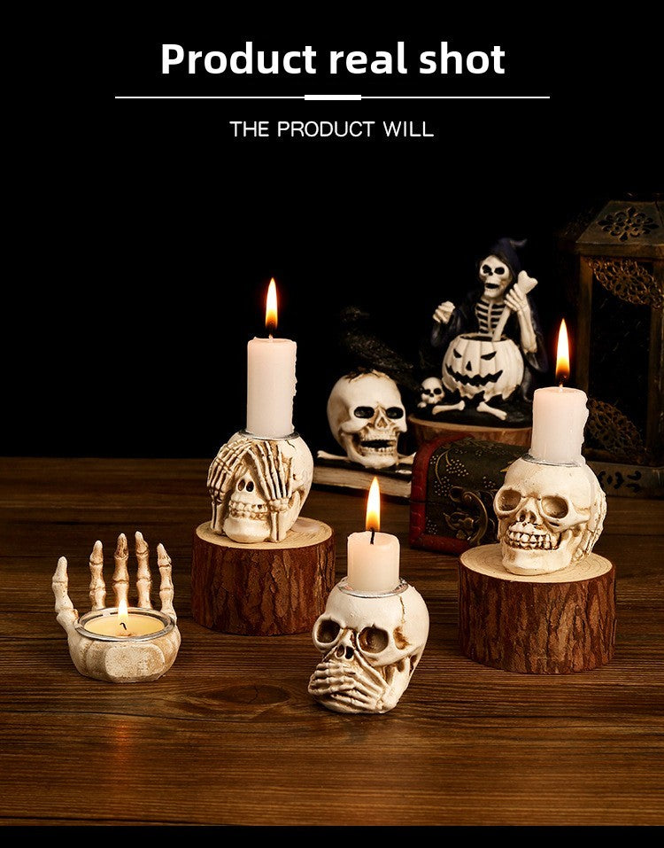 Halloween Skull Candlestick Script Kill Movie Props Skull Candlestick Ghost Festival Horror Decoration Chamber of Secrets Escape