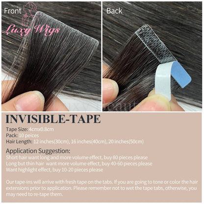 Fita Invisível de Aplique de Cabelo Humano Fita PU Injetada Dupla Face Extensões de Cabelo Preto Loiro Castanho Apliques de Fita 10 Peças