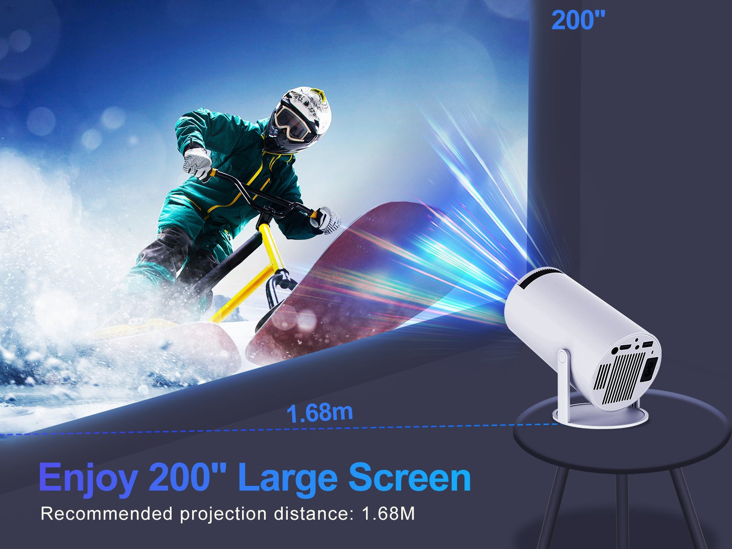 Projetor Magcubic HY300 Pro 200 ANSI Nativo 720P Espelhamento de Tela Sem Fio Sistema WiFi de Banda Dupla Hi-chip A3100 para Home Theater