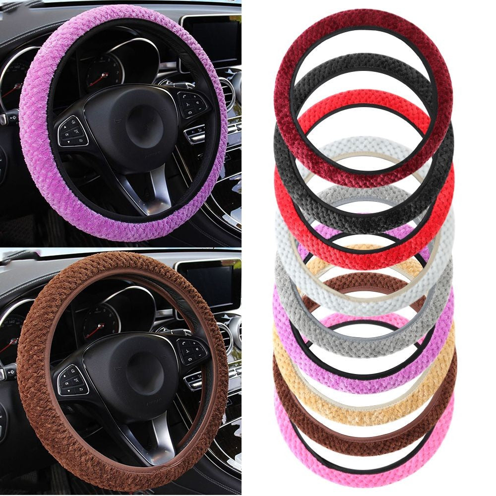 Capa de Volante de Carro de Veludo Pérola de Inverno Acessório para Carro Proteção Antiderrapante Quente Pelúcia Macia