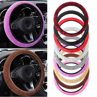 Capa de Volante de Carro de Veludo Pérola de Inverno Acessório para Carro Proteção Antiderrapante Quente Pelúcia Macia