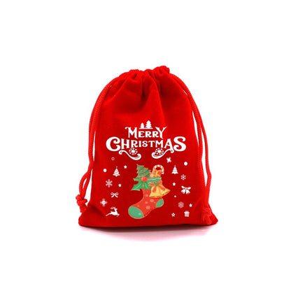 10pcs 15cm×20cm Christmas Red Bag Bundle Gift Bag Christmas Apple Bag Candy Biscuit Packaging Bag Wholesale
