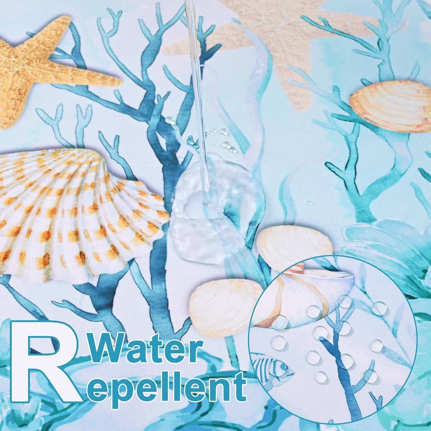 Ocean Nautical Coral Starfish Seashell Tablecloth Table Decor Waterproof Farmhouse Kitchen Dining Table Cloth Party Decoraitons