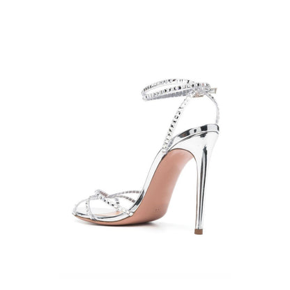 Luxury Shinny Crystal Diamond Stiletto High Heel Sandals Female Blue Buckle Ankle Strap Sandal Shoes Party Belt 2025 New Summer