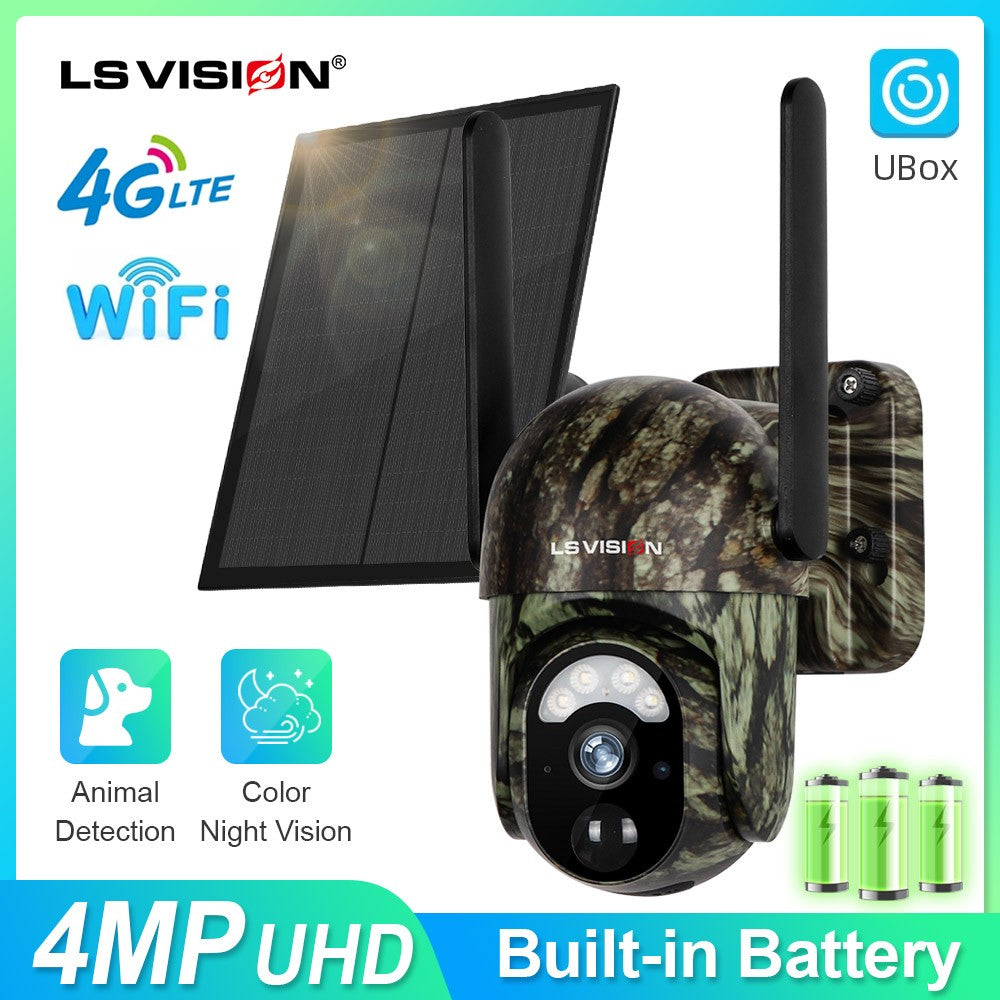 LS VISION 4G /WFII Solar Security Cameras Wireless Outdoor  2K HD Video Surveillance Color Night Vision Human/Animal Detection