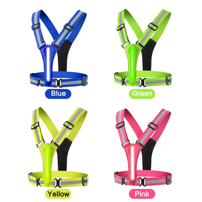 Glowing Reflector Straps Vest Adjustable & Elastic High Visibility Running Vest Safety Running Vest for Runners Night Walking