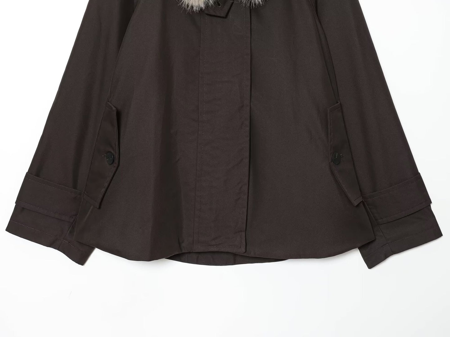 Women's Autumn and Winter Casual Straight Waterproof Parka Jacket with Fur Hem, Warm Zipper Long Sleeve Outwear