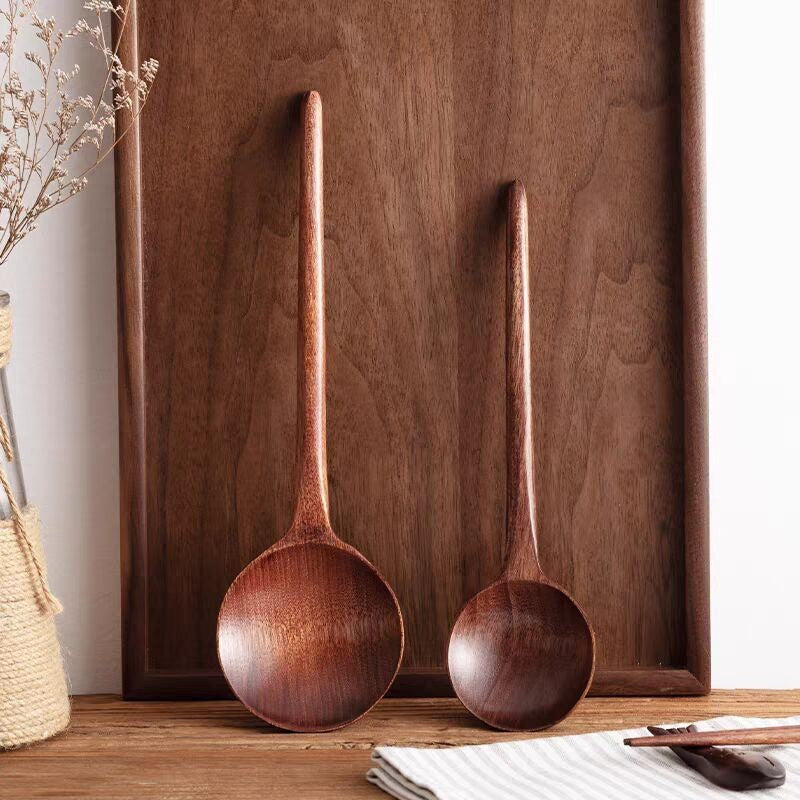 Colher de Madeira para Ramen Sopa Colher Grande Cabo Longo para Servir Misturar Cozinhar Concha de Madeira Utensílios de Cozinha Talheres de Restaurante
