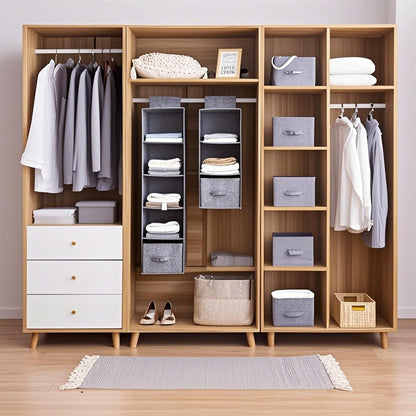 5 Layers Hanging Storage Bag Cotton Linen With 2 Drawers Cap Clothes Socks Pants Shoe Organizer Rack For Home Bedroom Closet