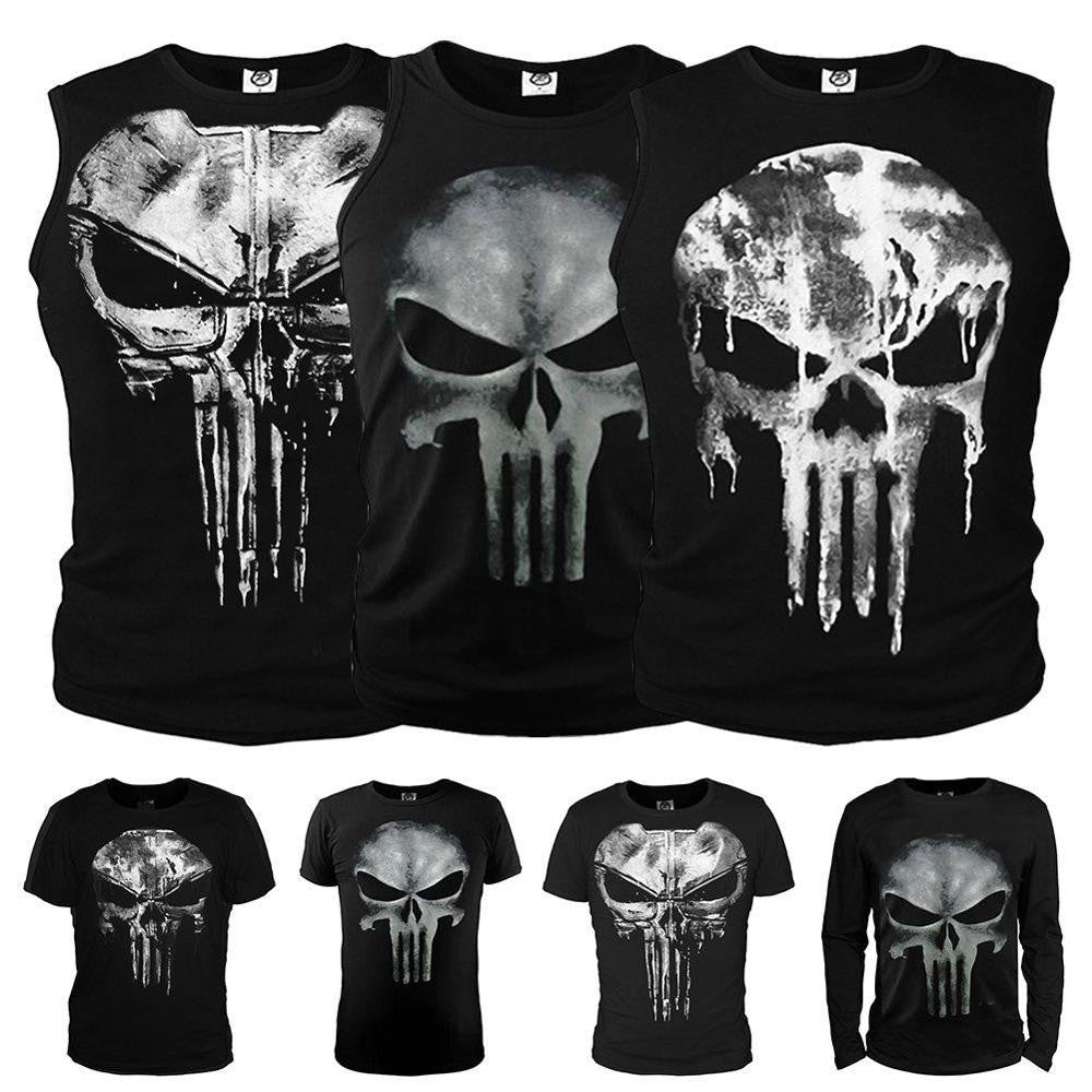 Punisher Streetwear Tshirt Men Hip Hop Funny Compression Shirts Mens T Shirts Fashion Boyfriend Gift Cotton Print Casual T-shirt