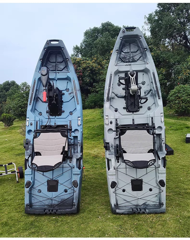 Caiaque Modular de 2 Lugares, Canoa HDPE Elétrica/a Pedal com Assentos de Alumínio, Barco de Pesca Portátil para Recreação em Lagos e no Mar