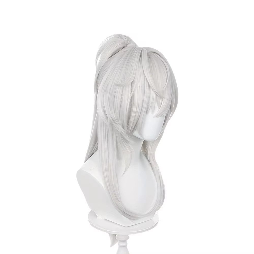 Anime Cosplay Jing Yuan Peruca Longa Reta Prata Branca Rabo de Cavalo Cabelo Sintético Peluca Para Frieren Festival Adereços de Role Play