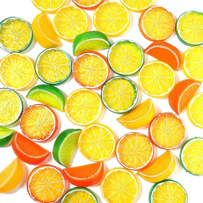 5pcs 2inch Artificial Lemon Orange Festive Party Supplies Fake Fruits Christmas Halloween Home Decoration Food Phography Props