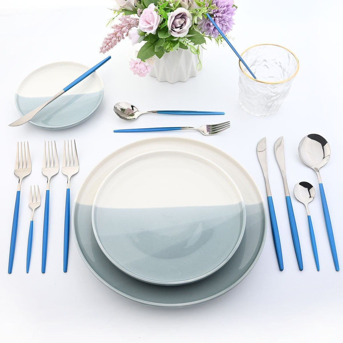 Blue Cutlery Set 18/0 Stainless Steel Gold Dinnerware Set Silverware Flatware Set Dinner Knife Fork Spoon Dropshipping