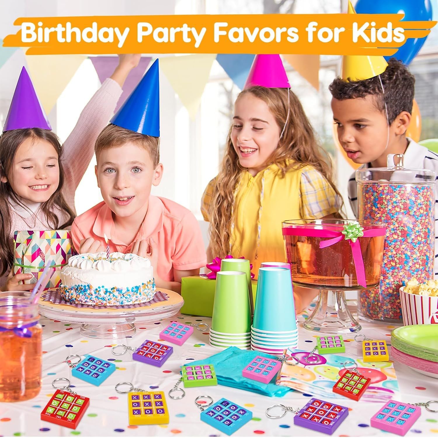 1/8pcs Tic Tac Toe Game Kids Educational Toy with Keychain Birthday Party Gift Goodie Stuffers Bag Pinata Filler Classroom Prize