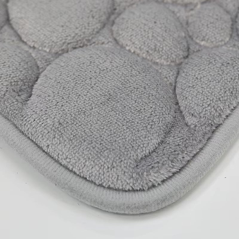 3pcs/Set Solid Color Simple Bathroom Water-absorbing and Non-slip Floor Mat Stone Pattern, Comfortable and Soft, Three-piece Set