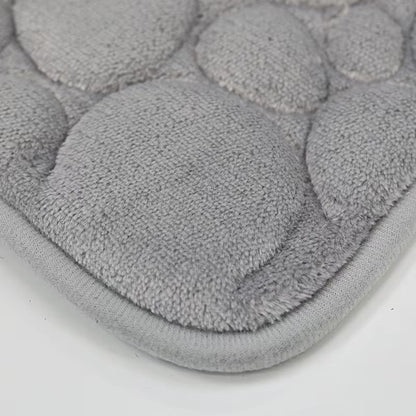 3pcs/Set Solid Color Simple Bathroom Water-absorbing and Non-slip Floor Mat Stone Pattern, Comfortable and Soft, Three-piece Set