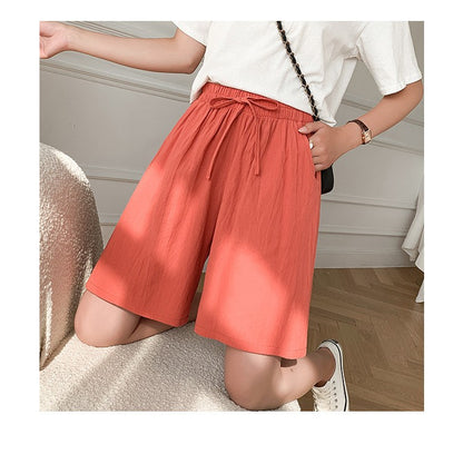 Women shorts Summer Casual Solid Cotton Linen shorts high waist loose shorts for girls Soft Cool female shorts M-3XL