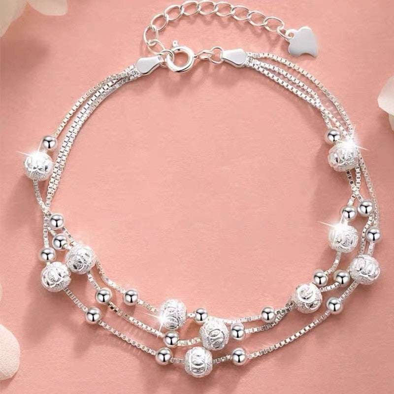 Pulseiras de miçangas de estrela de prata esterlina 925 de luxo para mulheres, pulseira ajustável de camada dupla de designer original, joia de festa