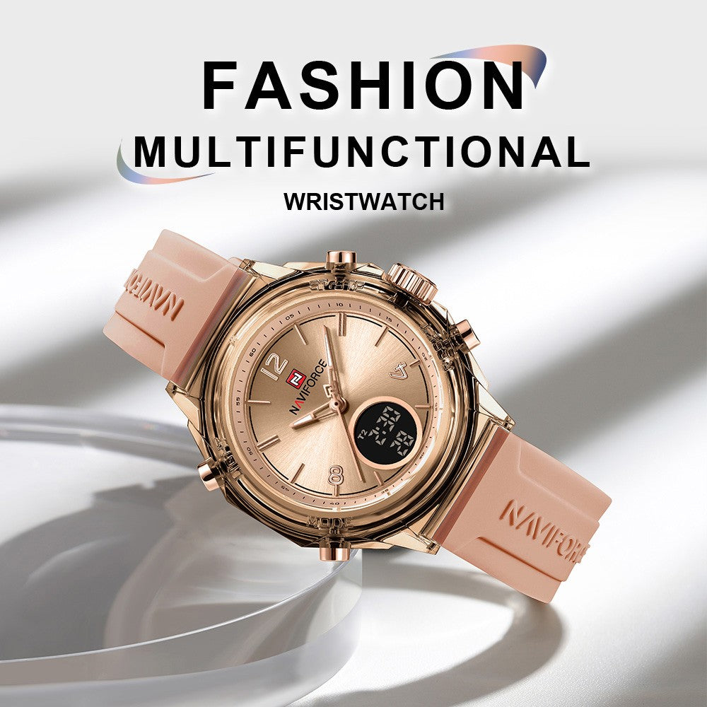 NAVIFORCE Top Brand Women's Watch Outdoor Sports Waterproof Watches Dual Time Display Quartz Wristwatches Rubber Digital Clock