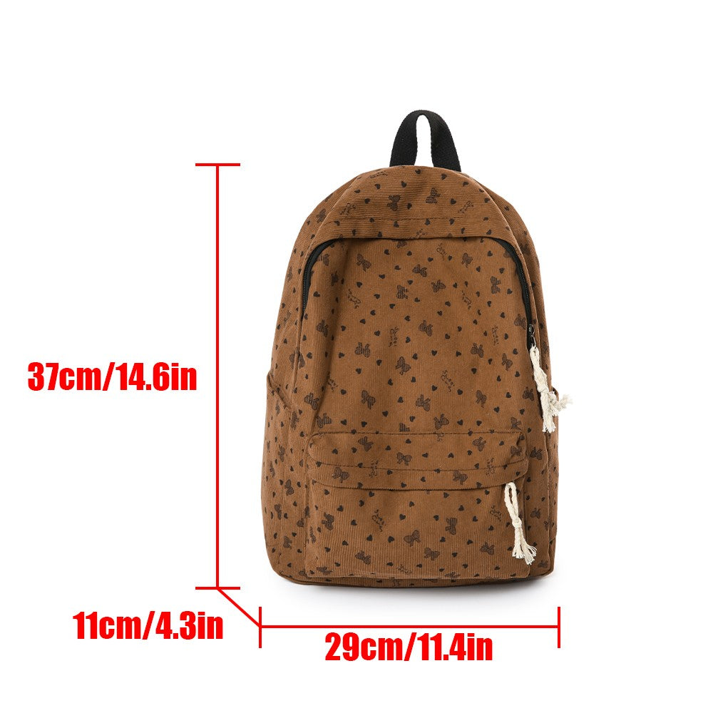 Mochila de Veludo Cotelê Outono Inverno Nova Mochila de Grande Capacidade para Aulas, Deslocamento, Mochila Versátil, Mochila de Viagem ao Ar Livre