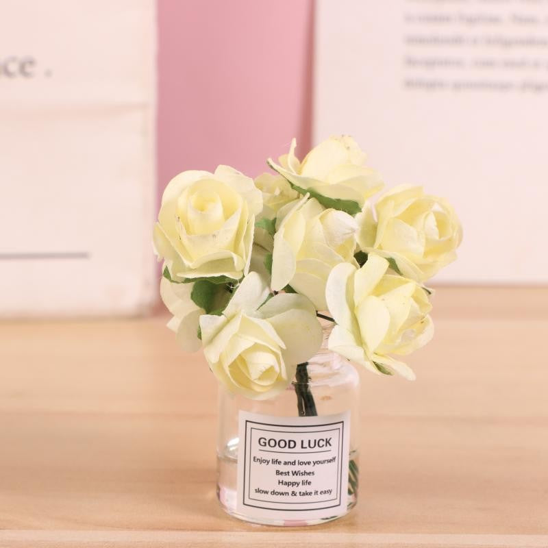 ?M?Car Decoration Ornament Cute Simulation Rose Flower Vase Auto Dashboard Decoration Gadgets For Woman Car Accessories