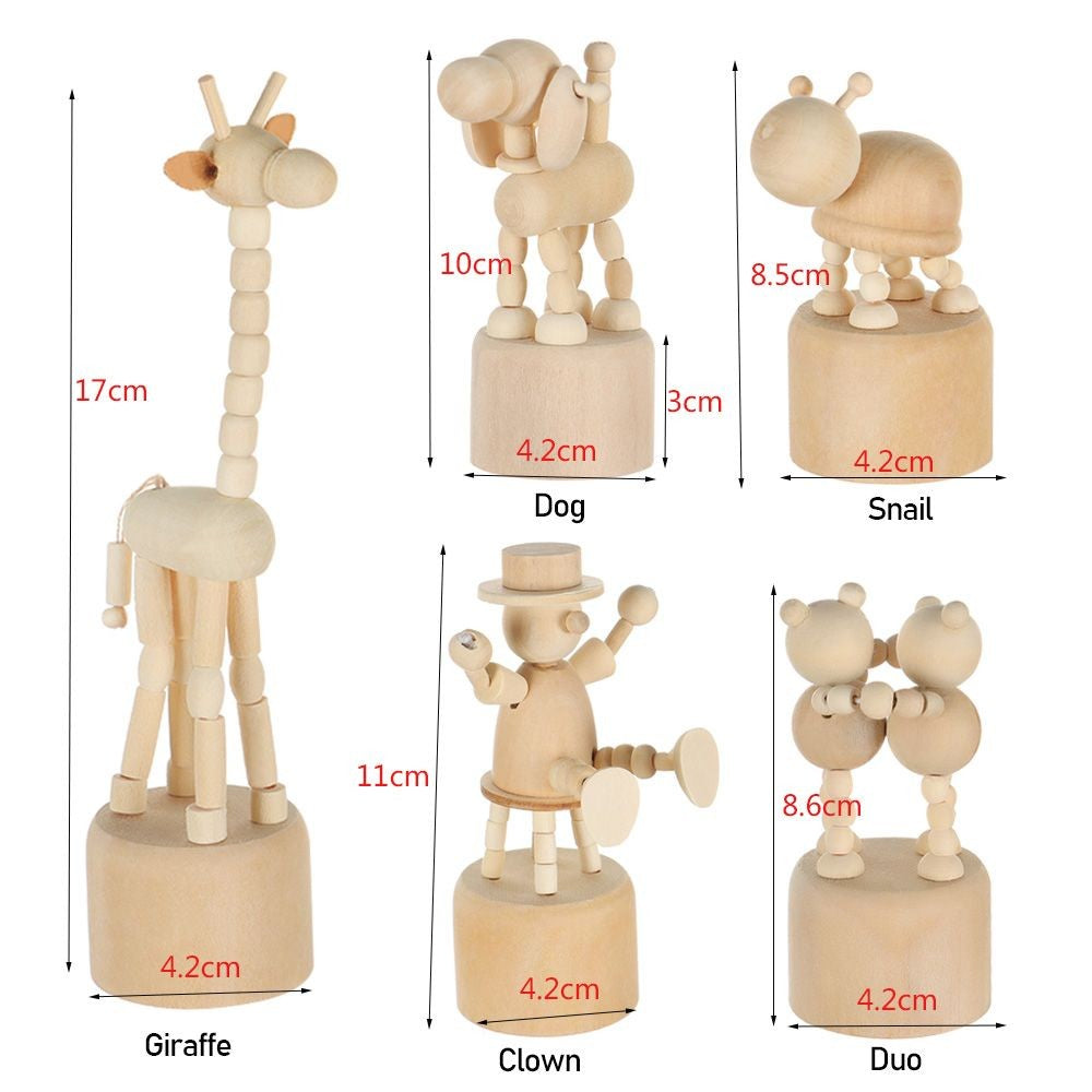 1Pc Wooden Animal Ornaments Mini Desktop Movable Puppet Fingurine Home Decoration Crafts Toy Gifts Home Book Shelf Fun Decor